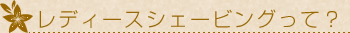 レディースシェービングって？